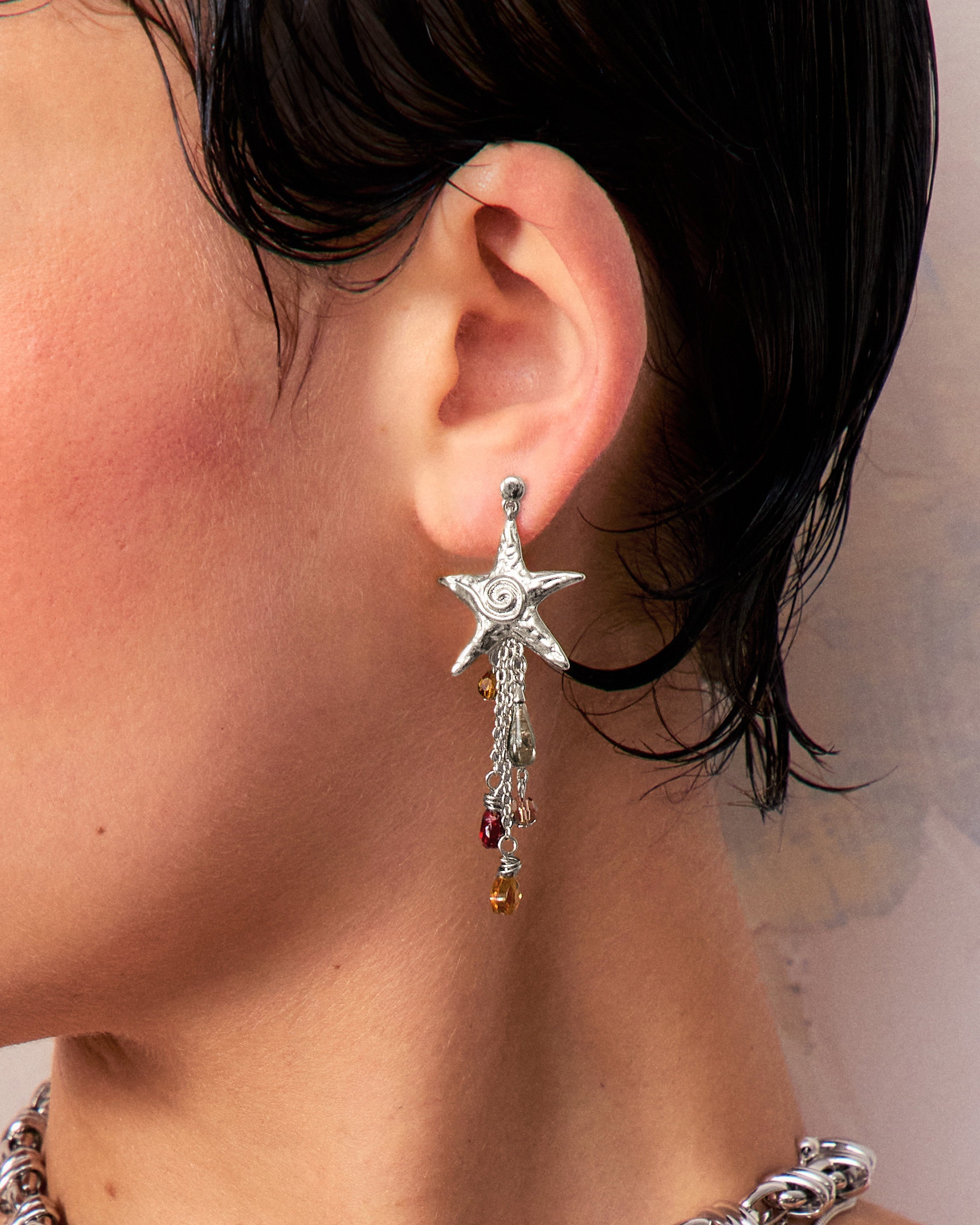 Seaside Nomad Starfish Earrings in Silver
