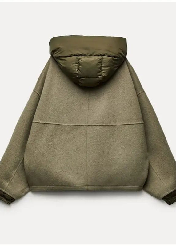 Oversized Hooded Zip Jacket - Padded Collar Comfort