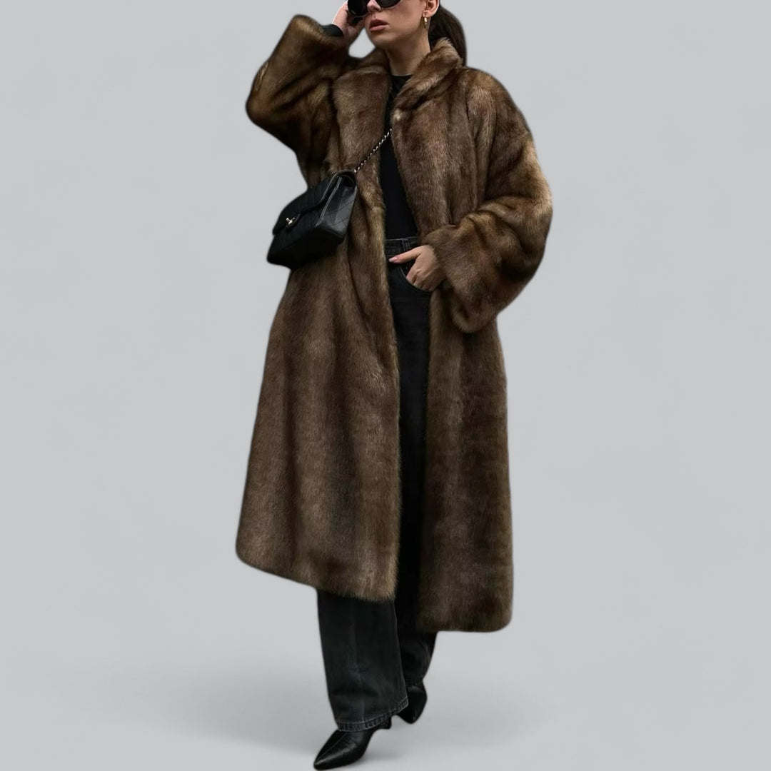 Long Faux Fur Trench Coat For Women