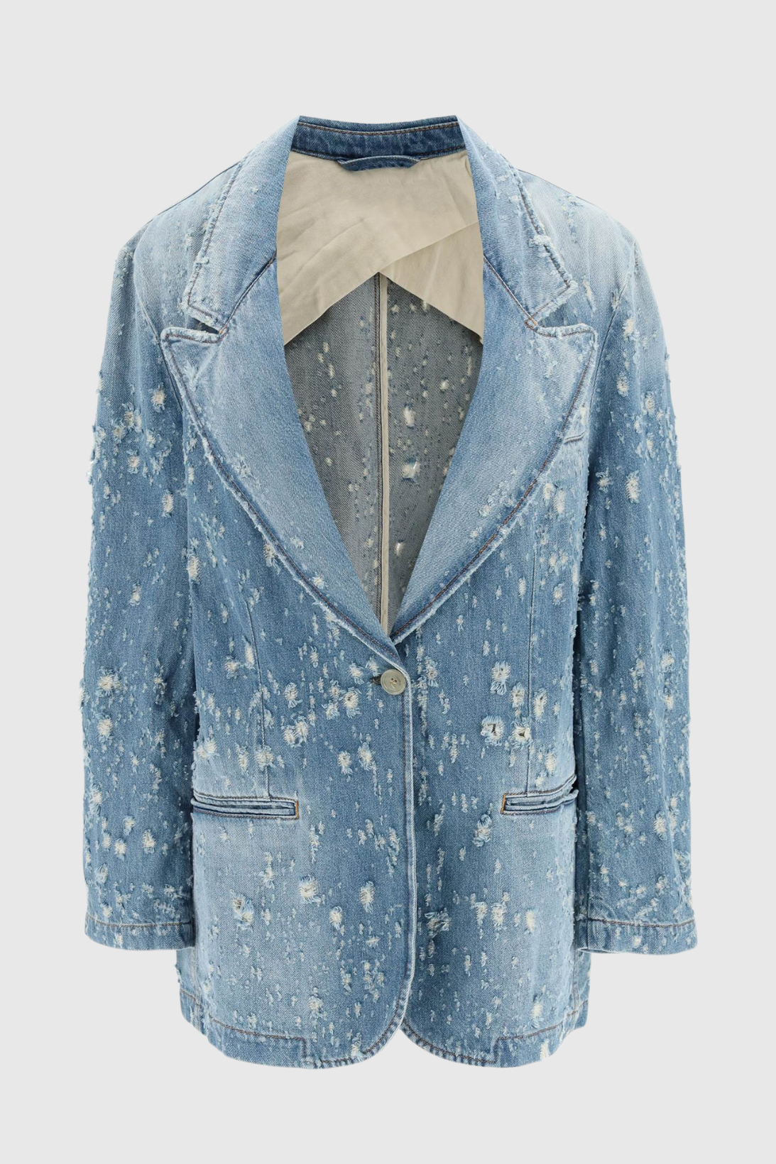 Brenna Torn Lapel Denim Jacket