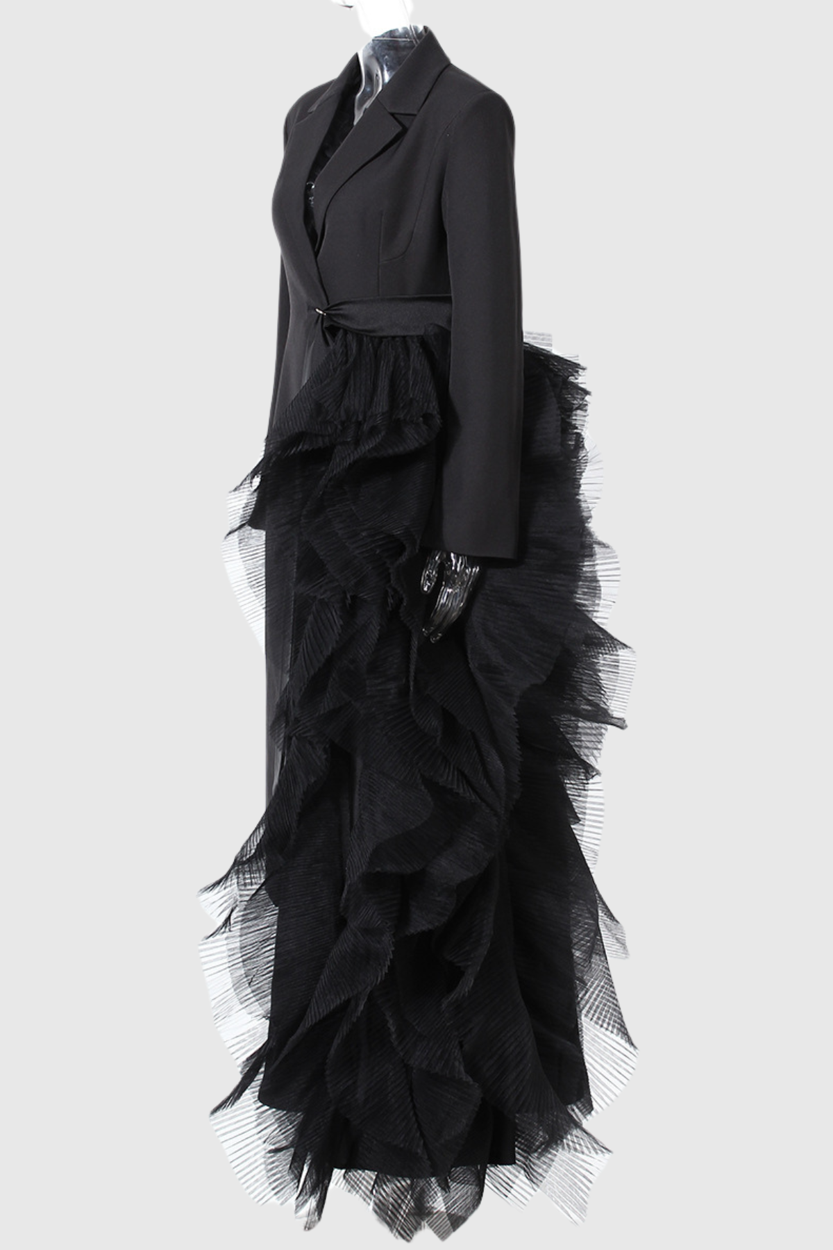 Dataya Mesh Patchwork Coat - Black