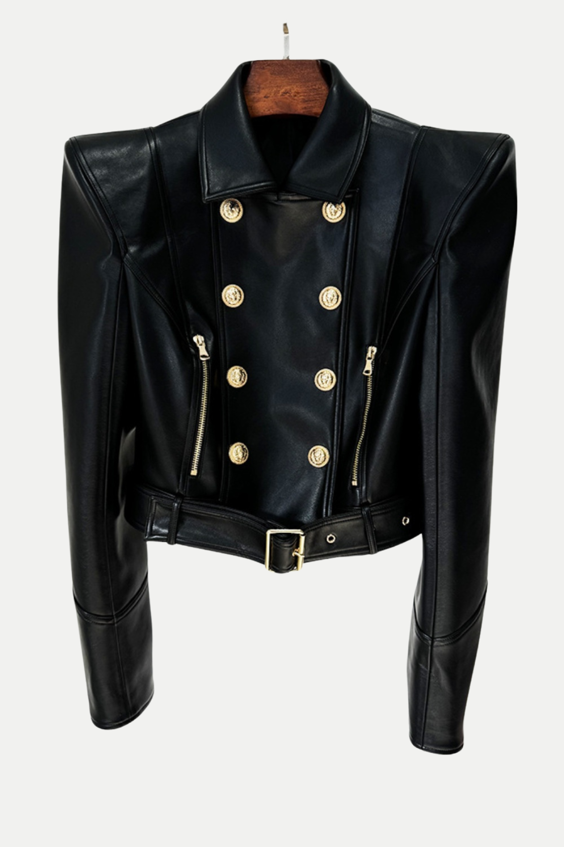 Izaiah Cropped Leather Jacket