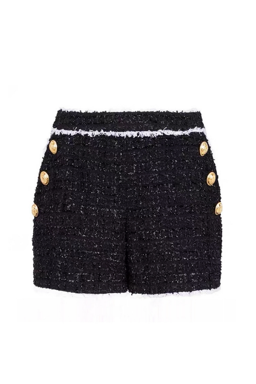 Mishka Breasted Tweed Jacket With Belt- Black