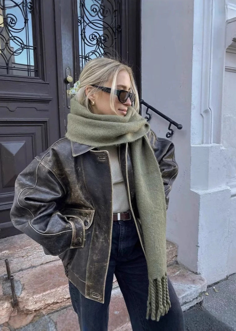 Marlowe - Distressed Faux Leather Jacket