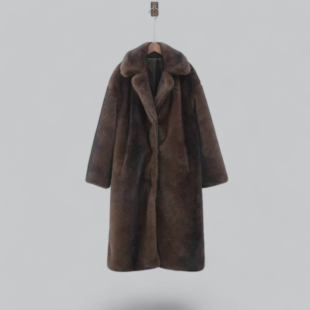 Long Faux Fur Trench Coat For Women
