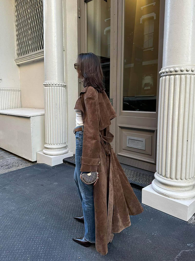 Stylish Suede Trench Coat for Women