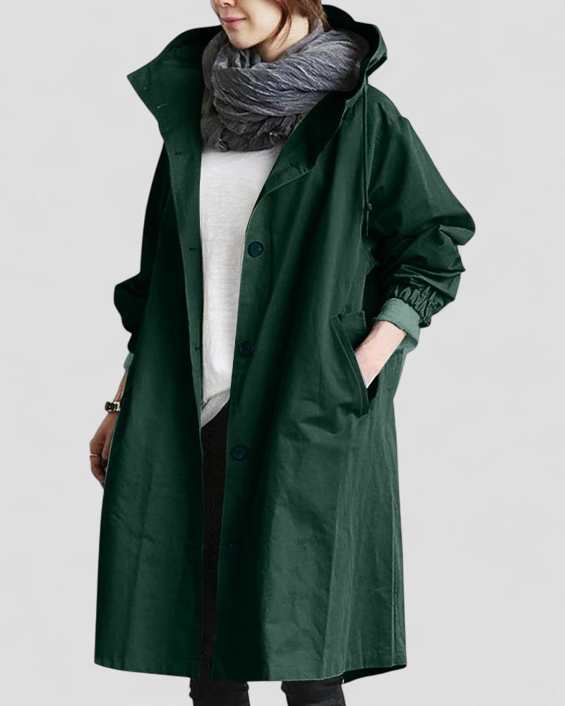 Women Waterproof Oversized Long Trench Coat with Pockets