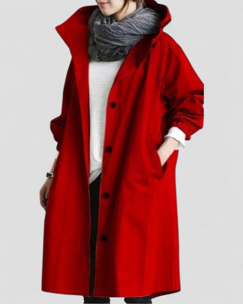 Women Waterproof Oversized Long Trench Coat with Pockets