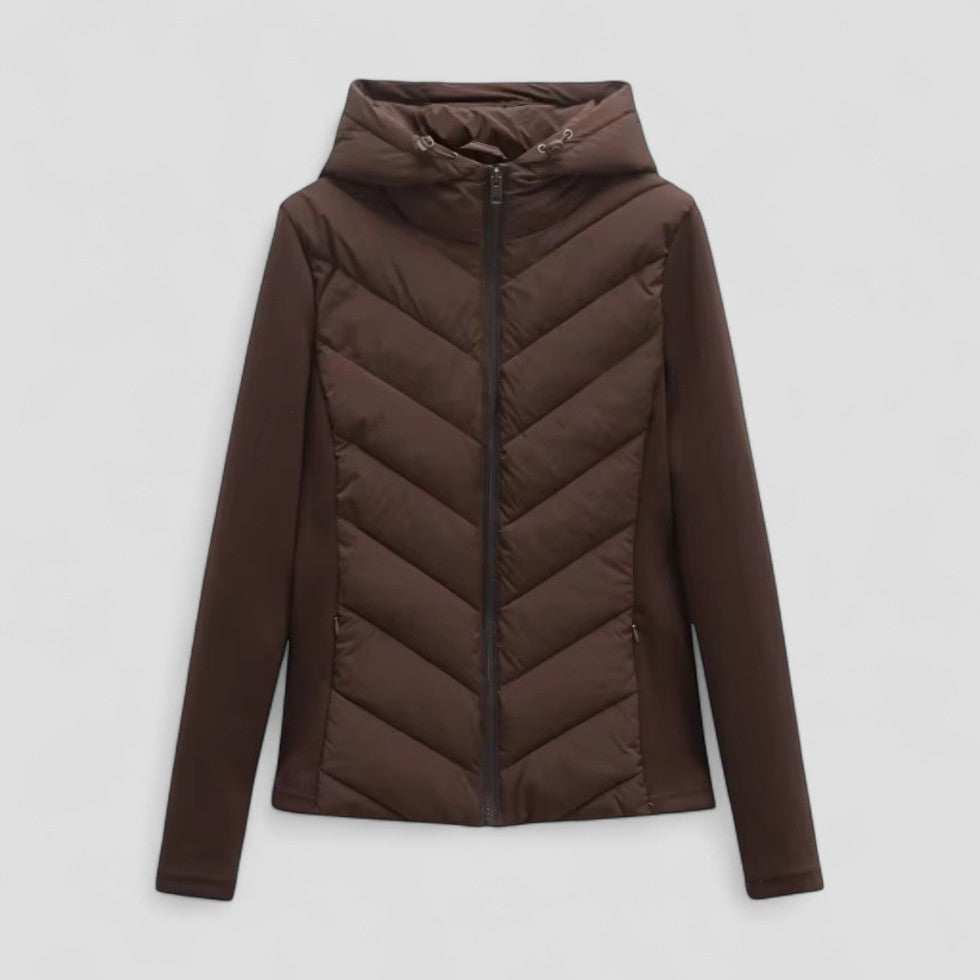 Women’s Cotton Blend Hooded Puffer Jacket with Long Sleeves