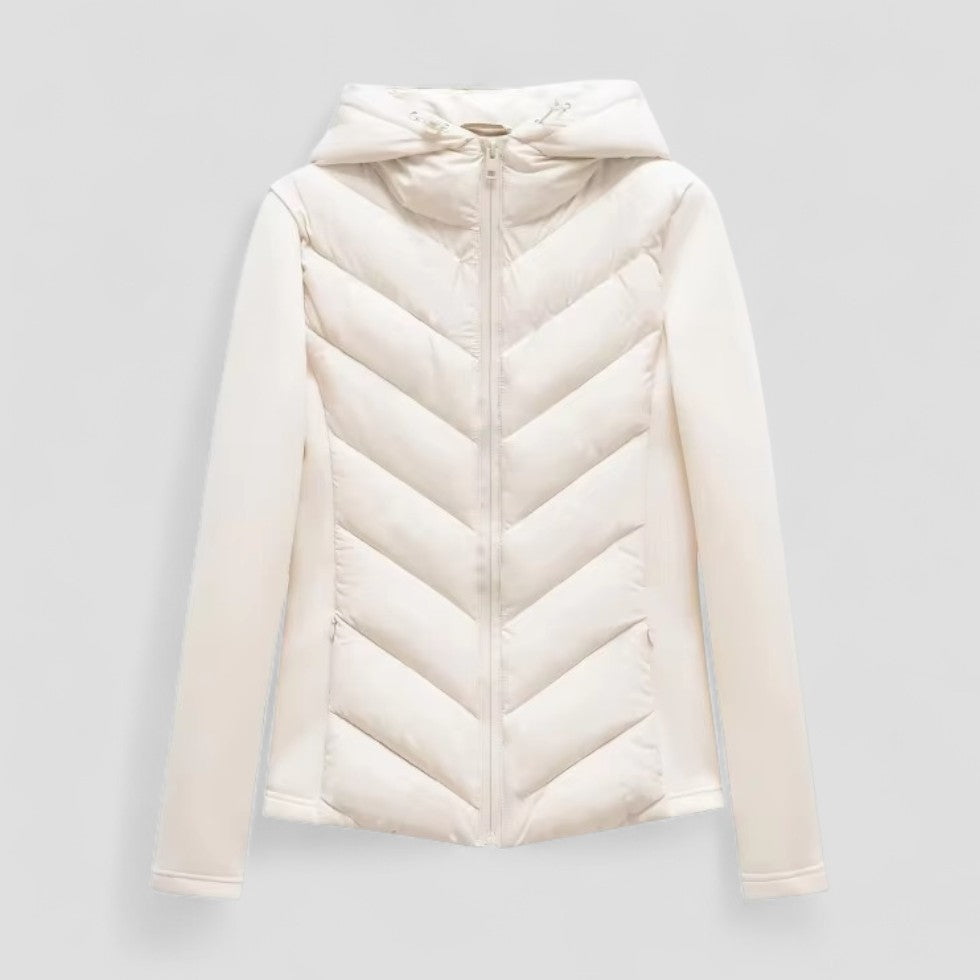 Women’s Cotton Blend Hooded Puffer Jacket with Long Sleeves