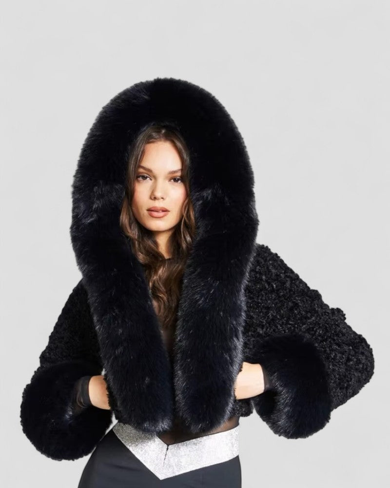 Women Faux Fur Hooded Jacket