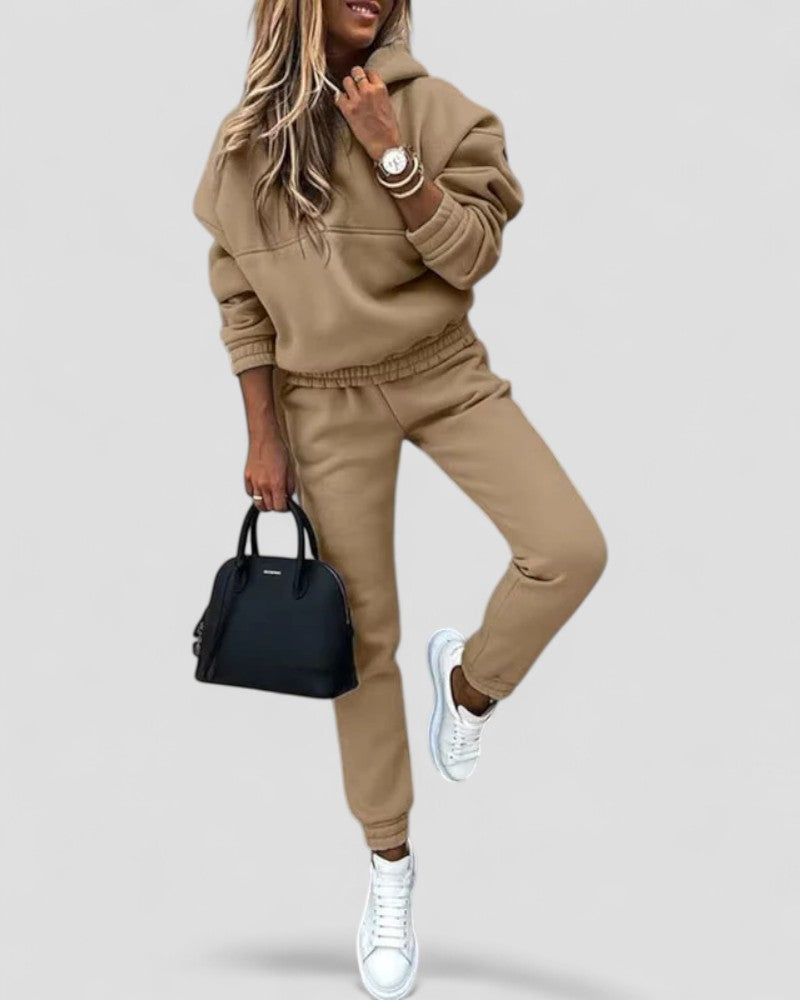 Women Cotton Blend Sporty Casual Hoodie Tracksuit Set