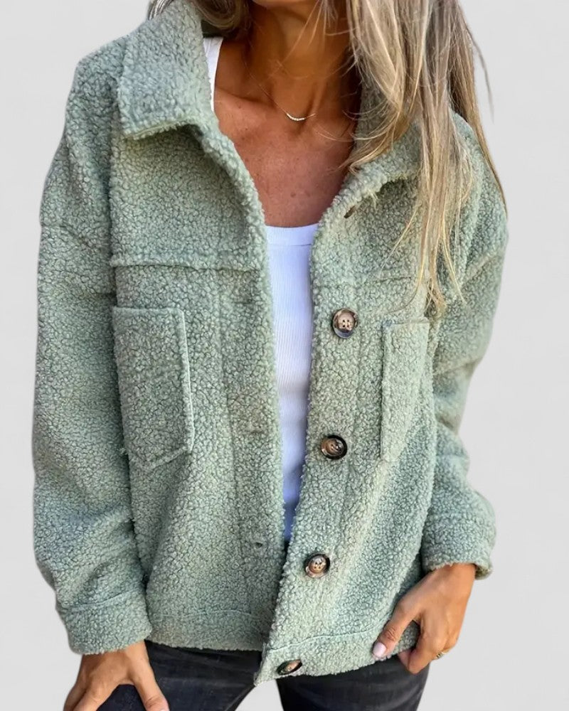 Women Long Sleeve Teddy Jacket Casual Style