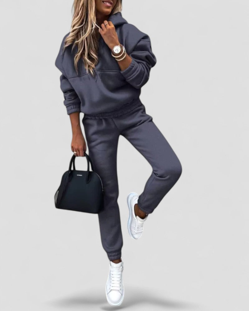 Women Cotton Blend Sporty Casual Hoodie Tracksuit Set