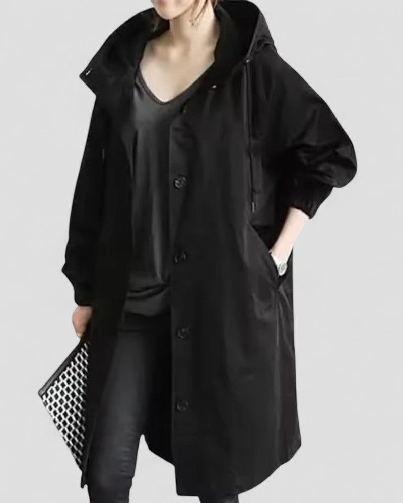 Women Waterproof Oversized Long Trench Coat with Pockets