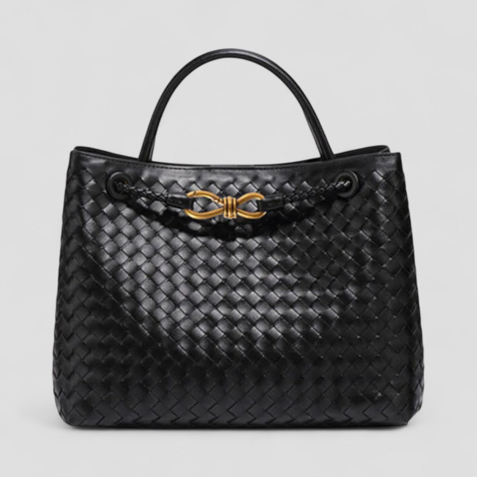 Woven Leather Tote Bag with Top Handle