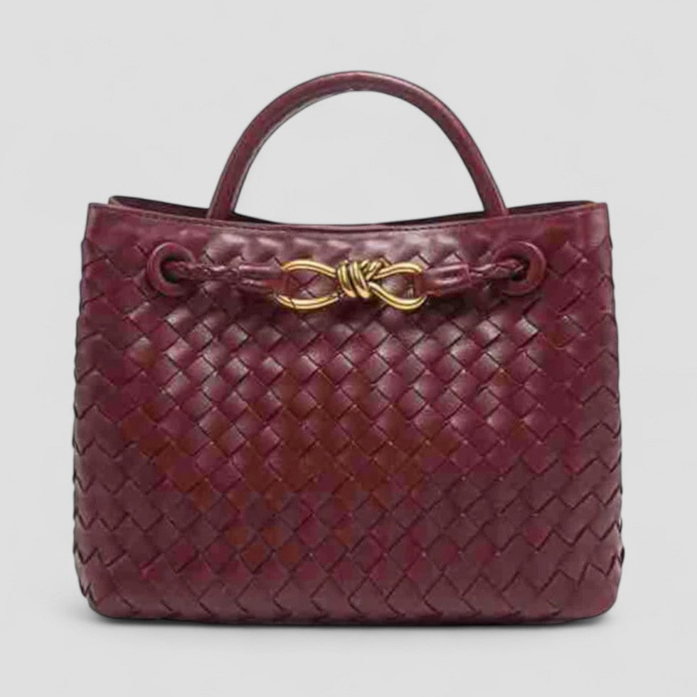 Woven Leather Tote Bag with Top Handle