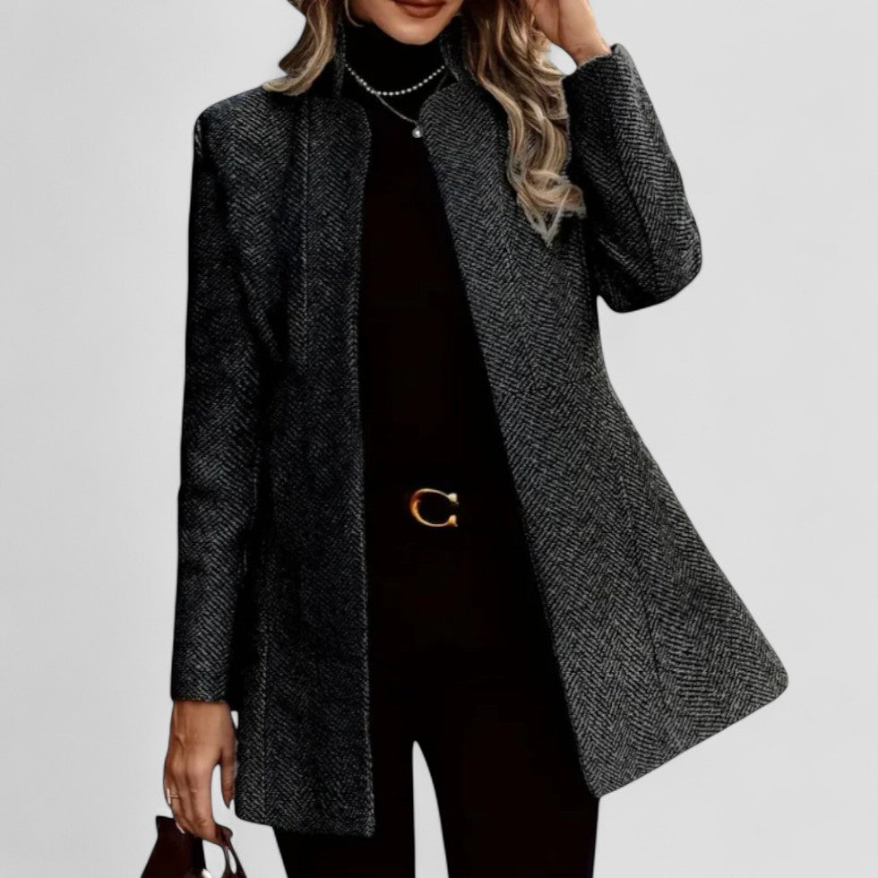 Women’s Elegant Longline Herringbone Coat
