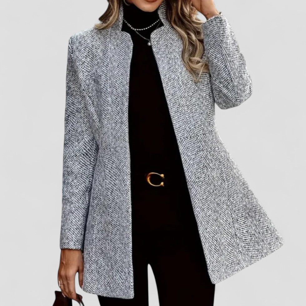 Women’s Elegant Longline Herringbone Coat