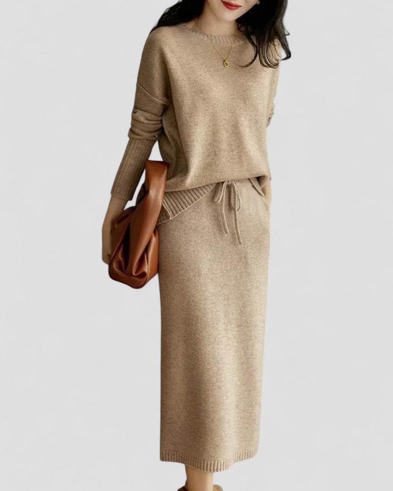 Elegant Knitted Jumper and Skirt Set