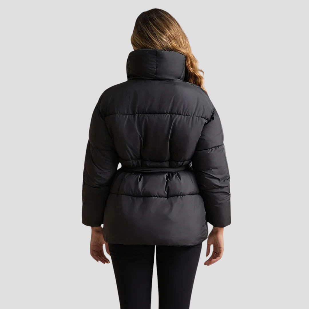 Women's puffer jacket with belt