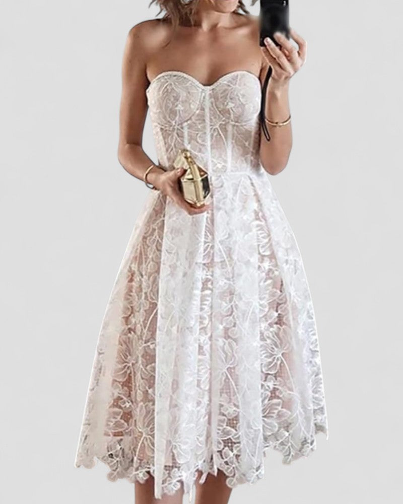 Women Lace Corset Midi Dress