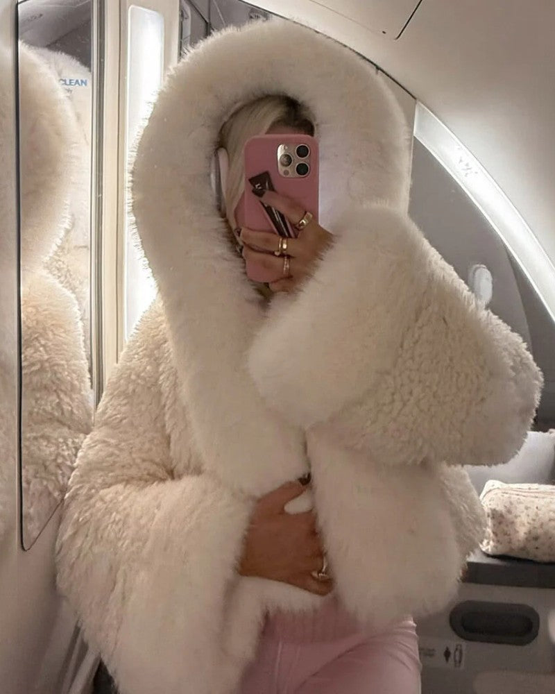 Women Faux Fur Hooded Jacket