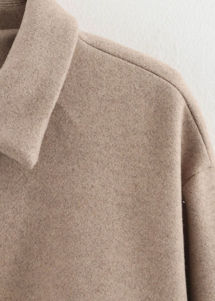 Taupe Core – Structured Zip-Up Wool-Blend Jacket