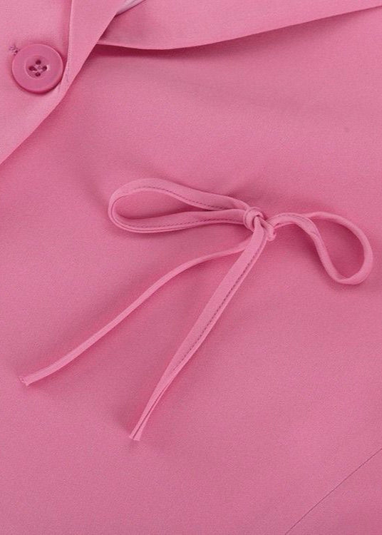 Pink Statement Blazer with Bow Detailing – Oversized Fit