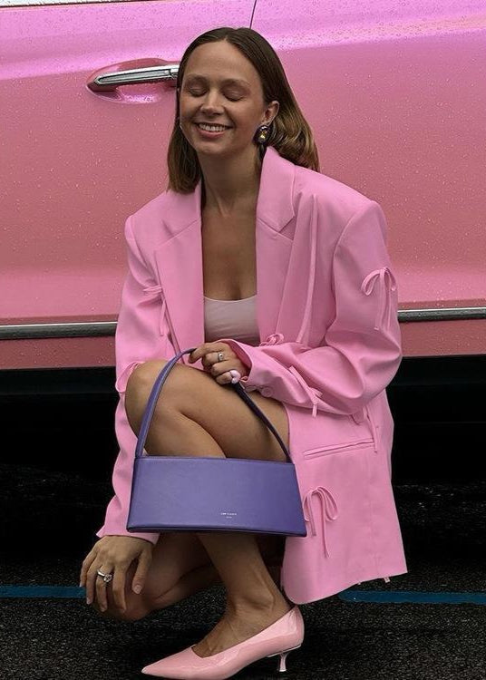Pink Statement Blazer with Bow Detailing – Oversized Fit