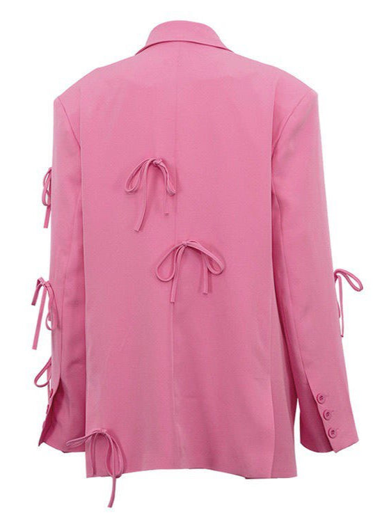 Pink Statement Blazer with Bow Detailing – Oversized Fit